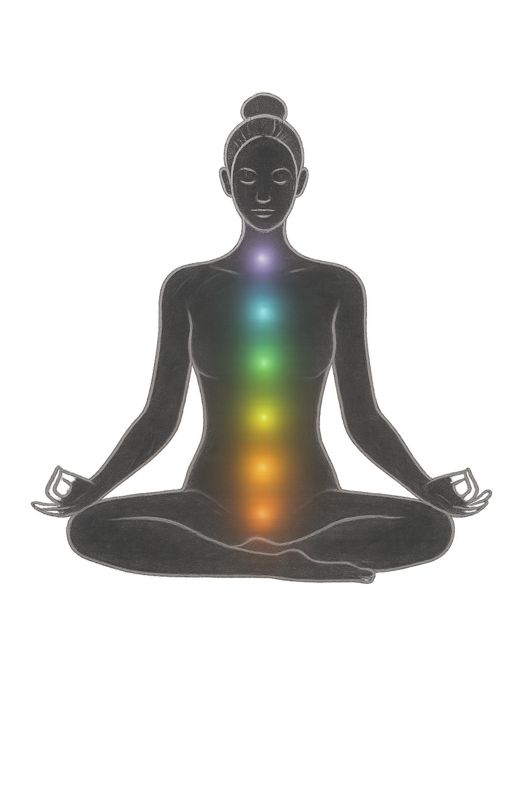 sacred meditating figure with aligned chakras